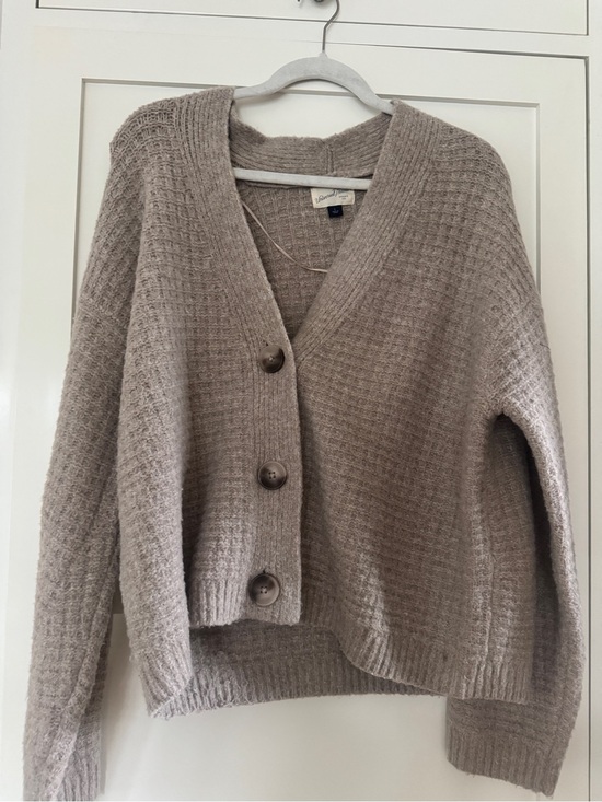 Universal Thread Sweaters - Universal Thread Taupe Waffle-Knit Button Cardigan
